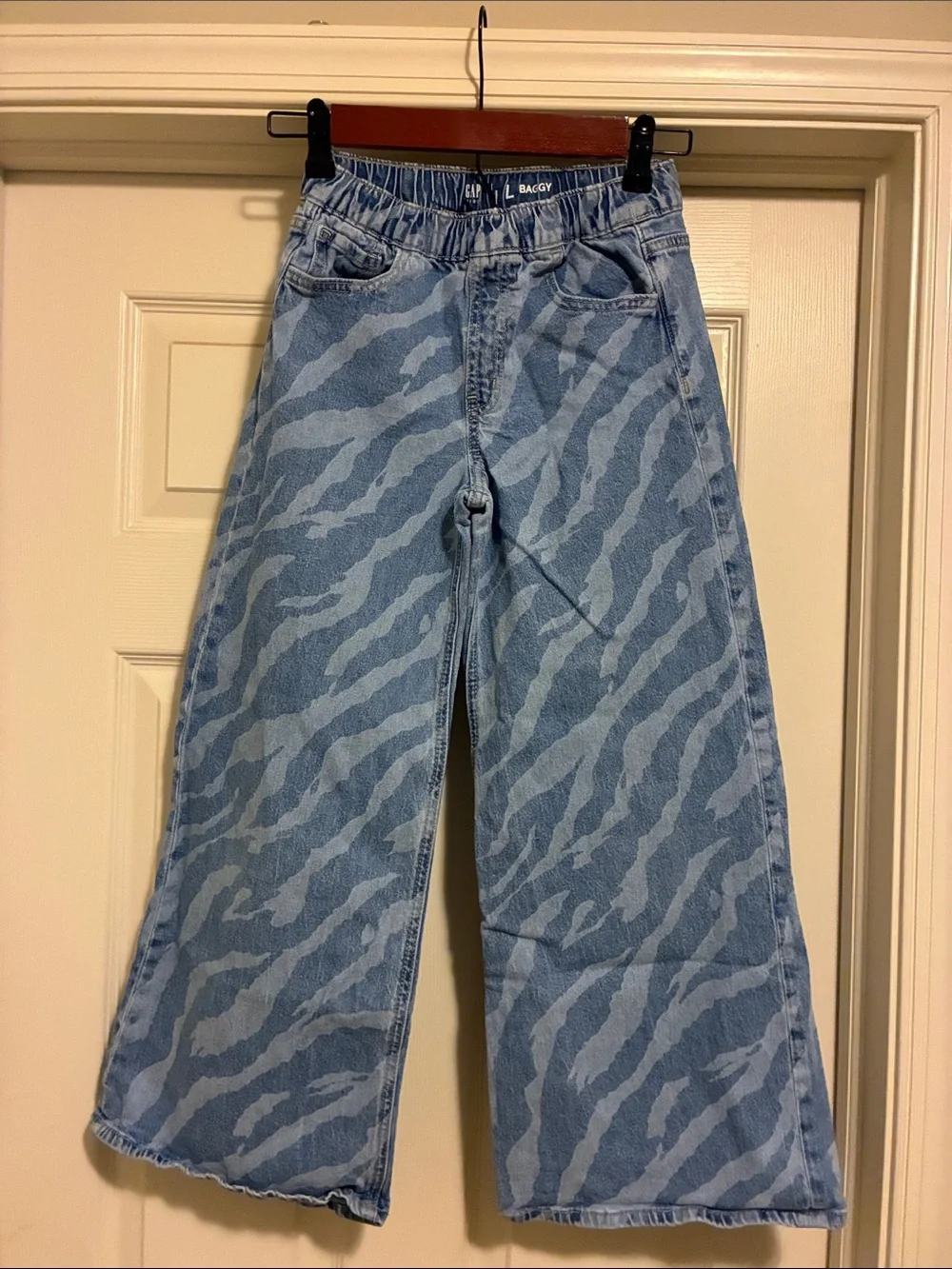GAP Light Blue Zebra-Print Bootcut Jeans